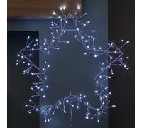 60cm Light up Silver Christmas Star Silhouette with Static & Flashing Ice White LEDs