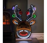 60cm Light up Stag's Head Christmas Infinity Decoration with Multi-Coloured LEDs Samuel Alexander Multi One Size