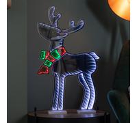 60cm Light up Standing Reindeer with Scarf Christmas Infinity Decoration with Multi-Coloured LEDs
