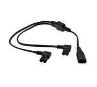 60cm Long IEC320C8 Male to Double IEC320C7 Female Angled Power Splitter Cable for Printer Projectors Electronics Black Electronic Device Power Splitter