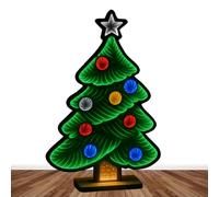 60cm Mains Operated LED Infinity Mirror Tunnel Light 3D Illusion Lamp with Wooden Base, Double-Sided, Endless Glow Effect, Perfect Modern Home Lighting & Christmas Decoration (Christmas Tree)