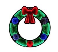 60cm Mains Operated LED Infinity Mirror Tunnel Light 3D Illusion Lamp with Wooden Base, Double-Sided, Endless Glow Effect, Perfect Modern Home Lighting & Christmas Decoration (Christmas Wreath)