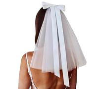 60cm Marriage Bridal Layered Veil Girls Tulle with Ribbon Bowknot Wedding Tiaras