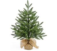 60CM Mini Christmas Tree Artificial Tabletop Christmas Tree PE, Small Xmas Tree with PE Branches and Burlap Bag Base for Christmas Decorations