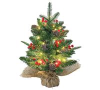 60cm Mini Christmas Tree with LED Lights,Prelit Artificial Tabletop Christmas Tree with Tree Topper Star,Baubles Ball Ornaments,Tree Skirt for Christmas Home Kitchen Dining Table Decor (Green C)