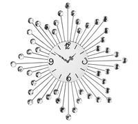 60Cm Mirrored Face Metal Wall Clock With Clear Diamantes Kitchen Room Decor