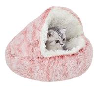 (60CM, Pink) Dog Cat Bed Hooded Kitten Pet Cosy Cave Soft Calming Igloo Cozy Plush Faux Fur
