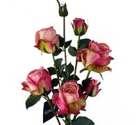 60cm Pink Rose Artificial Flowers Spray - 4 Flowers 3 Buds