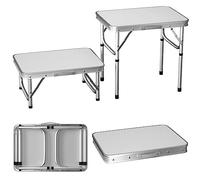 60CM Portable Folding Camping Table - Adjustable Height Aluminum Lightweight 2ft Picnic Table with Carry Handle for Outdoor Indoor Cooking BBQ Garden Use