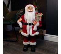60cm Red Standing Santa Claus Indoor Decoration with Present and Green Sack Samuel Alexander Red One Size