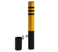 60cm Removable Steel Traffic Barrier Post, Yellow & Black Safety Cone for Parking Control, Vehicle Restriction Bollard with Ground Cover (1 Piece)