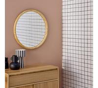 60Cm Round Pine Wooden Mirror Natural - Sweeek
