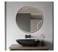 60cm Round Silver Metal Frame Mirror - Stylish Bathroom Wall Mirror for Entryway & Bedroom Modern Circular Design Chic Makeup Vanity Decor Elegant Home Accessory