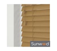 Fine Grain Faux Wood Venetian Blinds with Strings - Sahara Oak / 60cm