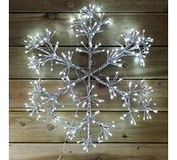 Premier 60cm Silver Starburst Snowflake 300 White LED Lights
