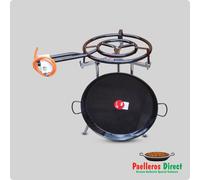 60cm Spanish Enamelled Steel Paella Pan & 50cm Gas Burner Kit - Folding Tripod