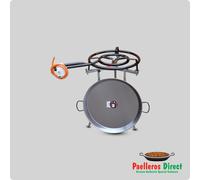 60cm Spanish Polished Steel Paella Pan & 50cm Gas Burner Kit - Folding Tripod