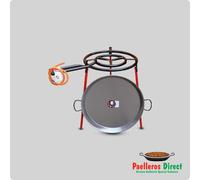60cm Spanish Polished Steel Paella Pan & 50cm Gas Burner Kit / Set - Square Legs