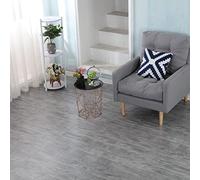 60cm Square Marble Effect Vinyl Floor Tiles Self Adhesive Flooring Planks Lino (Grey Wood, 2 x Pack of 11 = 8m²)