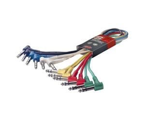 60cm Stagg 6.3mm Stereo Jack (M) to 6.35mm JAck (M) Angled Cloloured Patch Leads