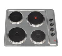 60cm Stainless Steel Solid Plate 4 Zone Electric Easy Clean Hob PHP601SS SIA Silver One Size