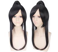60cm Synthetic Long Black D.Gray-man Yu Kanda Cosplay Wig Hair With One Removable Ponytail Party Wigs + Wig Cap