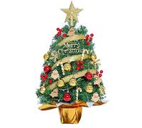 60cm Tabletop Christmas Tree, Small Christmas Tree with Lights and Christmas Ornaments, Christmas Desktop Decoration for Home Office Shopping Bar (A)