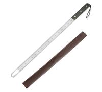 60cm Thickened Metal Measuring Device Green Nonslip Grip Double Side Marking 5mm Steel Ruler with Leather Protective Storage Pouches Professional Tool with Leather Sheath