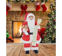 60cm Traditional Santa Figurine - Red Plush Standing Father Christmas with Glasses
