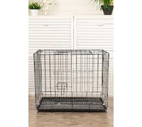 60cm W x 42cm D x 50cm H Wire Dog Crate with 2 Doors and Tray Living and Home Black One Size