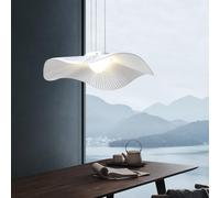 60cm White Flower LED Pendant Light - Modern Wabi-Sabi Art Deco Fixture Dimmable 3-Color Perfect for Kitchen Dining Room Living Room and Restaurant Lighting.