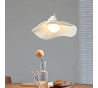 60cm White Pendant Light Fixture - Modern LED Dimmable Ceiling Lamp with 3 Color Options - Wabi-Sabi Art Deco Design for Kitchen Dining Room Living Room Restaurant - Elegant Floral Hanging L