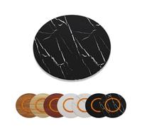 60cm Wooden Rotating Serving Tray Black Marble Lazy Round Centerpiece for Dining Table Kitchen Plate Elegant 45-100cm Home Decor.