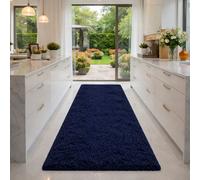 (60cm x 220cm (2ft x 7ft 3")- Runner Rug) Navy Blue Shaggy Rugs Living Room Bedroom Runner Mats