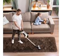 (60cm x 220cm (2ft x 7ft 7")- Runner Carpet Rug, Brown Carpet Rug) Fluffy Shaggy Rugs Living Room Hallway Runner