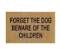 60Cm X 40Cm Coir Doormat With 'forget The Dog Beware Of The Children' Design Rubber Backing
