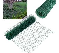 60cm x 50m Green Hexagonal Wire Mesh Fencing PVC Coated 0.9mm Wire Diameter Rustproof Galvanized Hexagonal Wire Net Roll Ideal for Rabbit-proof Chicken Run Dog Aviary Garden Netting Hardware Cloth