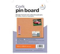 60cm x 80cm Cork Notice Board with Wooden Frame and Starter Pack of 6 Pins