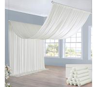 60ft×20ft Ivory Ceiling Drapes for Weddings Parties,12 Panels 5×20ft Long Ceiling Curtain for Tent Canopy,Wrinkle Free Silk Easy to Draping&Hang Ivory Drapes for Event Church Stage Photo Bedroom