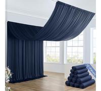 60ft×20ft Navy Blue Ceiling Drapes for Weddings Parties,12 Panels 5×20ft Long Ceiling Curtain for Tent Canopy,Wrinkle Free Silk Easy to Draping&Hang Navy Drapes for Event Church Stage Photo Bedroom
