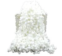 60ft Pom Poms Fringe Ball Trim Sewing Ribbon Embroidered Lace Tassel Applique for Clothing Accessories Pillow Bedding Quilting Crafts Supplies (White)