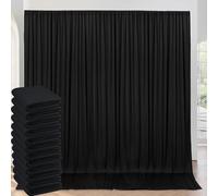 60ftx10ft Wrinkle Free Black Backdrop Curtains for Parties, Silky Polyester Photo Backdrop Drapes 12 Panels 5x10ft Back Drop Cloth for Wedding Birthday Baby Shower Photography Background