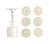 60g-75g Mold 6pcs Flower Stamp Hand Press Moon Cake Pastry Bakeware Middle Semi Precisions Festival Cake Cutter Mold Set