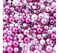 60g Assortment Colors ABS Plastic Round Beads for Jewlery Bracelet Making,3-8mm Mix Size Plastic Loose Beads with Hole 6mm Craft Beads for DIY Beading,Purple