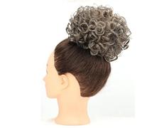 60g Elastic Drawstring Loose Wave Curly Hairs Synthetic Messy Bun Piece Buns Hair Piece Extensions For Women Dark Brown Elegant or Chic Look(Grey Brown)