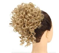 60g Elastic Drawstring Loose Wave Curly Hairs Synthetic Messy Bun Piece Buns Hair Piece Extensions For Women Dark Brown Elegant or Chic Look(Drak blonde)