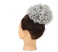 60g Elastic Drawstring Loose Wave Curly Hairs Synthetic Messy Bun Piece Buns Hair Piece Extensions For Women Dark Brown Elegant or Chic Look(Grey)