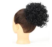 60g Elastic Drawstring Loose Wave Curly Hairs Synthetic Messy Bun Piece Buns Hair Piece Extensions For Women Dark Brown Elegant or Chic Look(Black)