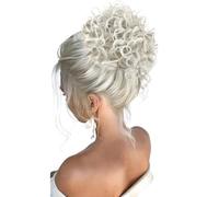 60g Elastic Drawstring Loose Wave Curly Hairs Synthetic Messy Bun Piece Buns Hair Piece Extensions For Women Dark Brown Elegant or Chic Look(White)