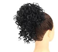 60g Elastic Drawstring Loose Wave Curly Hairs Synthetic Messy Bun Piece Buns Hair Piece Extensions For Women Dark Brown Elegant or Chic Look(Jet black)